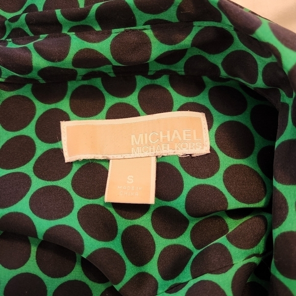 Michael Kors Green and black button up shirt, size small - Picture 6 of 9